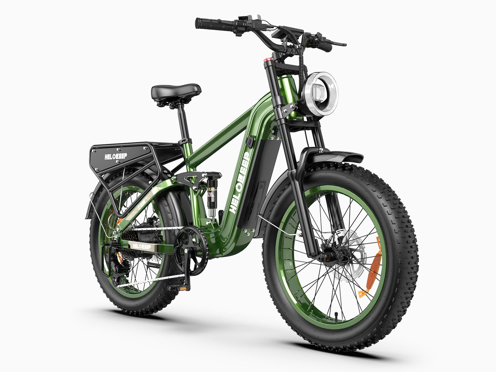 -Helokeep 26M Hydraulic Brakes Fat Tire Ebike-green - Helokeep
